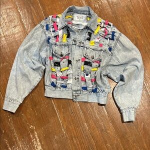 TAMARA MARIE Colorful Denim Jacket with Accents Sz Medium - 1 of a Kind